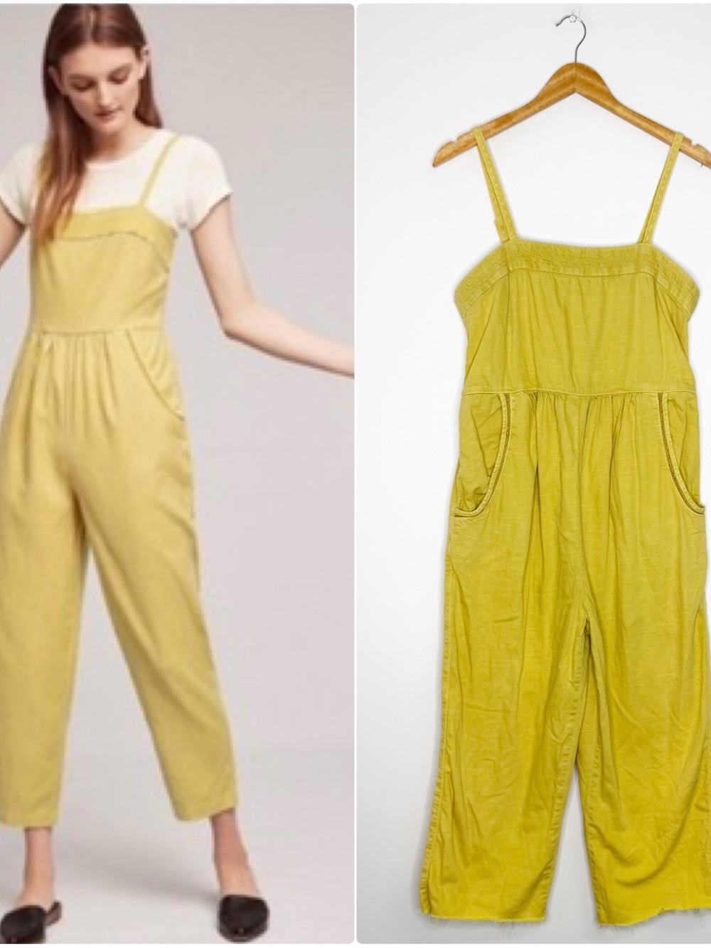 Anthropologie Postmark Raham Yellow Denim Jumpsuit Romper Size Medium